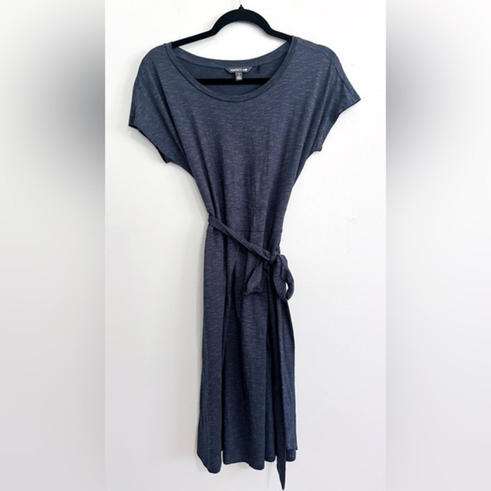Toad & Co Faux Wrap Cap Sleeve Side Pockets Dress Crew Neck Dolman Sleeve Size S
